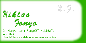 miklos fonyo business card